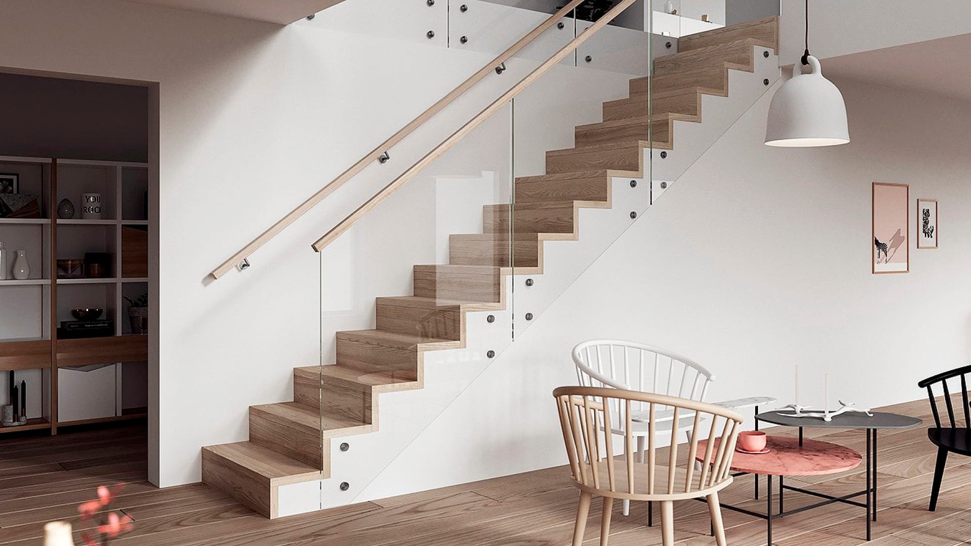 trappa med glasräcke